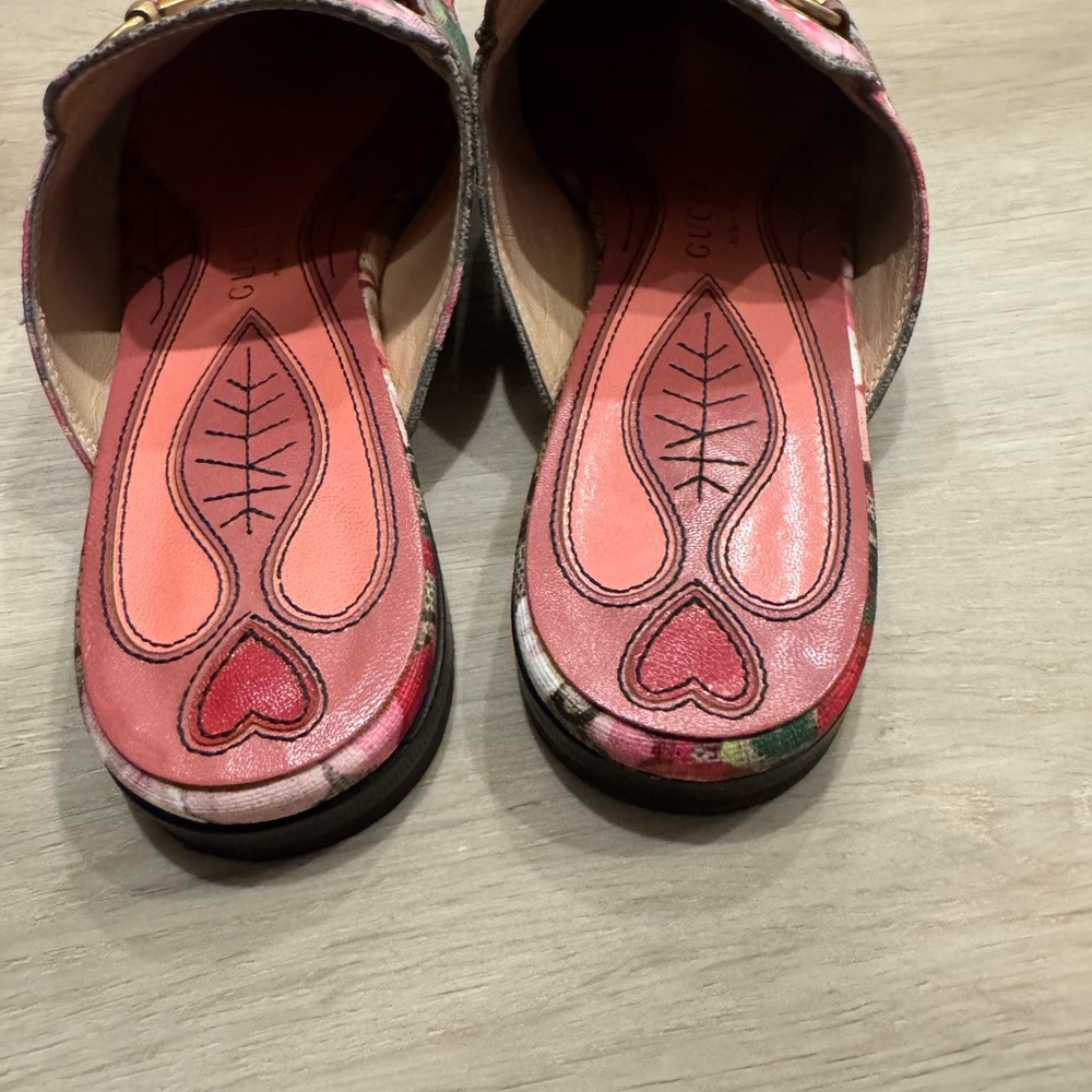 Gucci Princetown Mokassins Floral Mules GG Supreme Bloom Canvas Multicolor W 36 - Picture 13 of 16